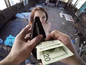 Money Convinces A Slutty Redhead To Fuck In Public