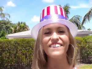 Patriotic Body Paint On A Hot Outdoor Hardcore Slut