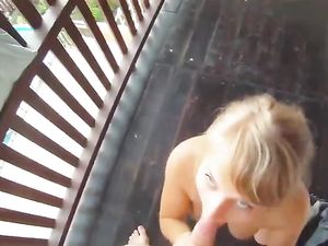 Charming The Curvy Girl Into Fucking On His Deck